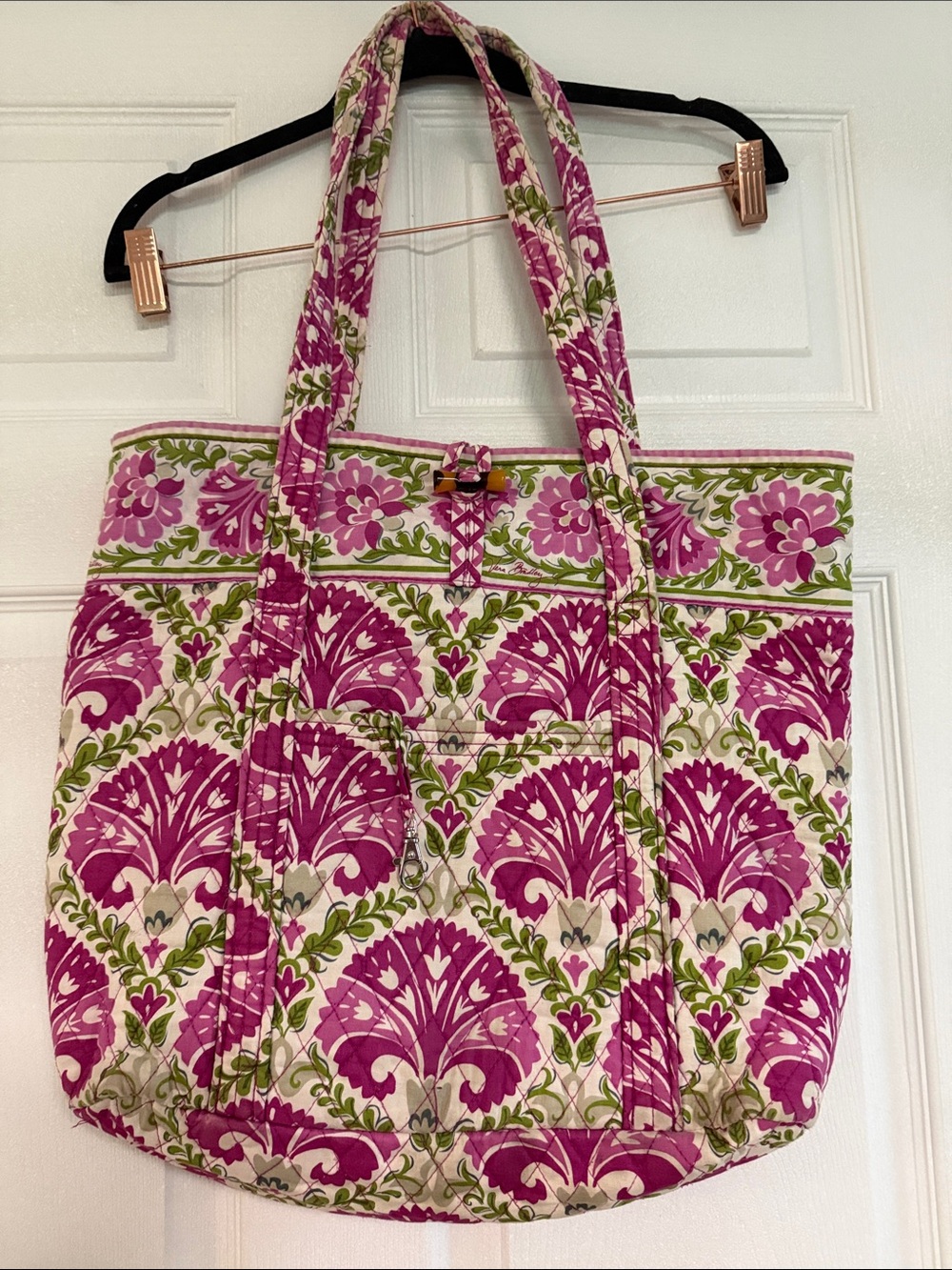 Quilted Pink Floral Tote Bag by